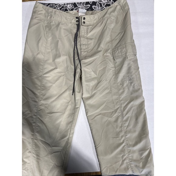 The North Face Ripstop Cargo Capri Pants Womens Size 10 Khaki Drawstring Hiking - Picture 1 of 4